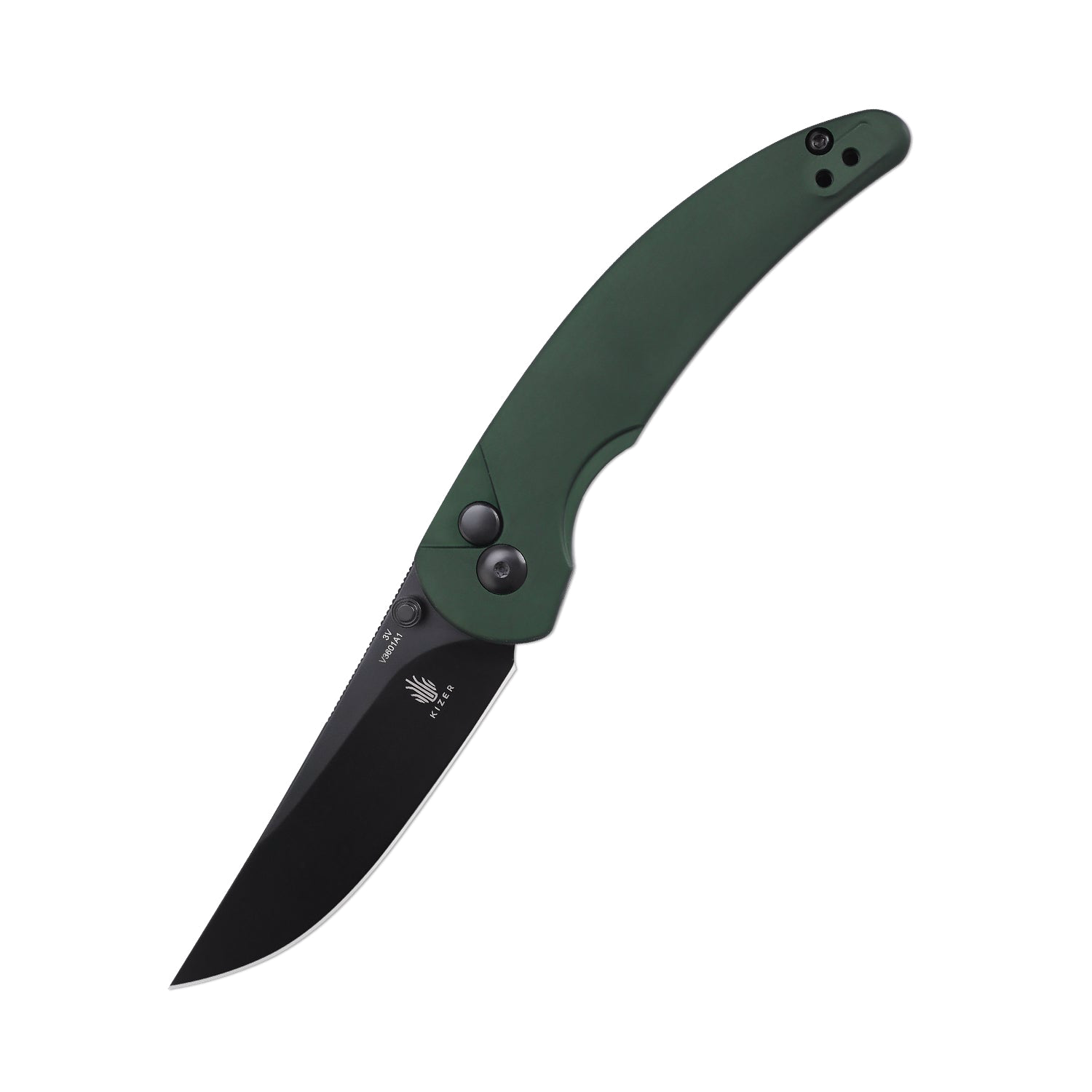 product image for Kizer Chili Pepper Green 3V Blade V3601A1 Black Thumb Stud