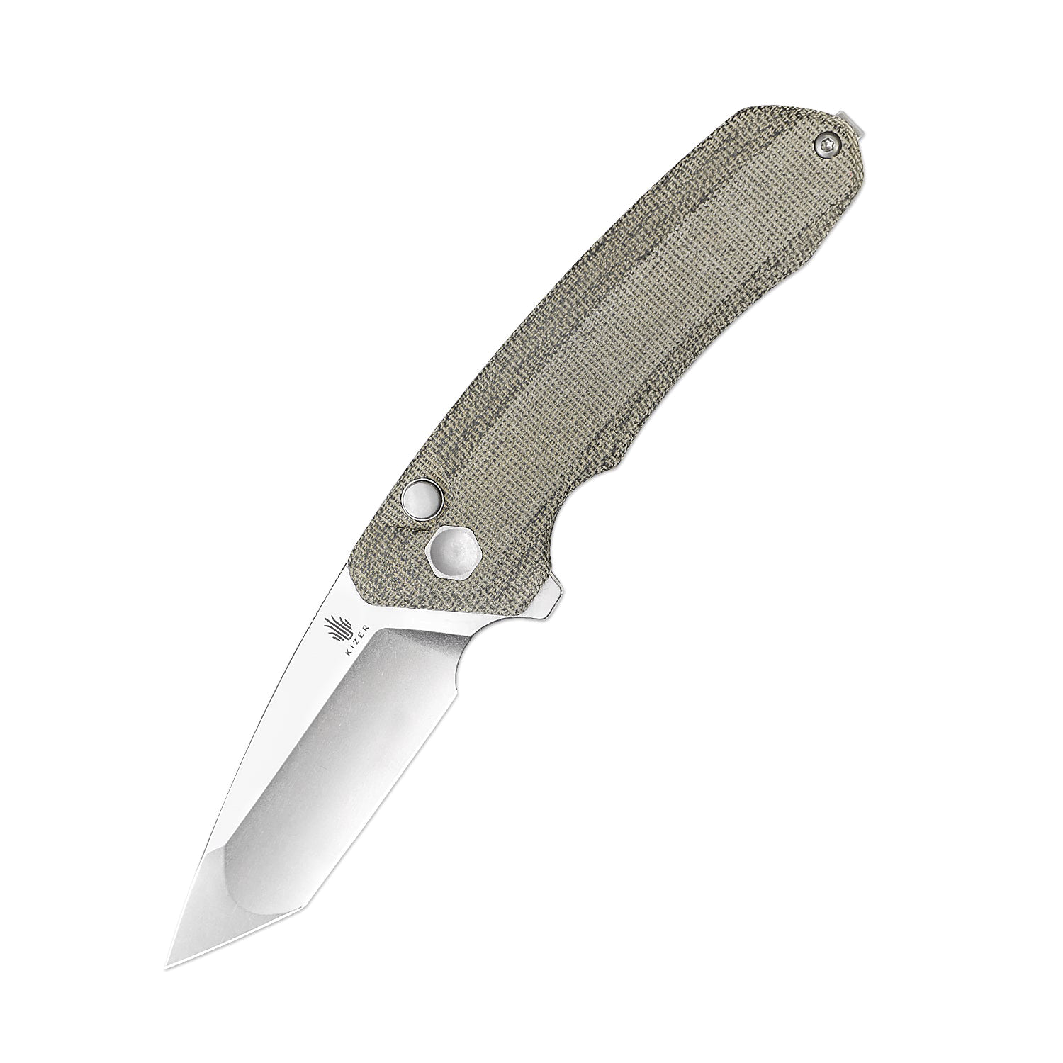 product image for Kizer V4602C2 Mad Tanto Green Micarta Button Lock Knife Stonewash