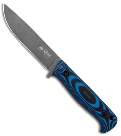 product image for Kizlyar Supreme Yeti Fixed Blade Knife Black and Blue G-10 Handle Gray Stonewash Blade