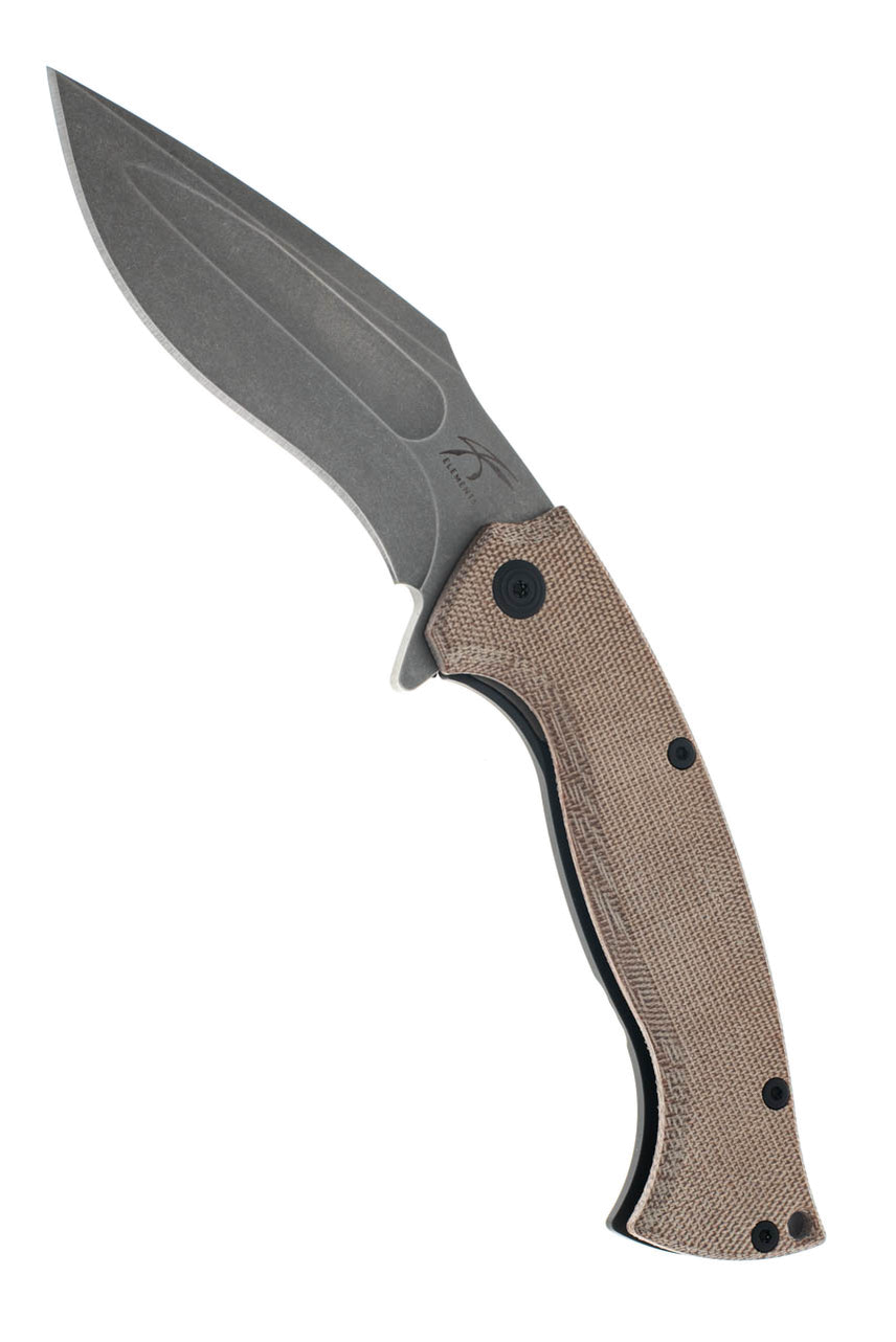 Knight-Elements V2 Ultra Kukri Folder Titanium Frame Lock Natural Canvas Micarta Acid Washed Blade product image