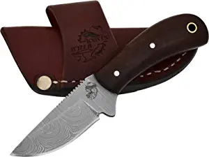 product image for Knives Ranch Model 2006-IRW Damascus Steel Cowboy Style Dandy Knife with Indian Rosewood Handle and Heavy Duty Sheath