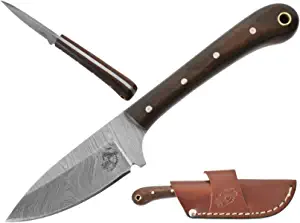 Knives Ranch Model 2011-IRW Damascus Steel Cowboy Knife with Indian Rosewood Handle and Horizontal Sheath product image