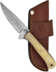 product image for Knives Ranch Damascus Steel Paring Knife with Bone Handle Brown Micarta Fiber Model 3056-B