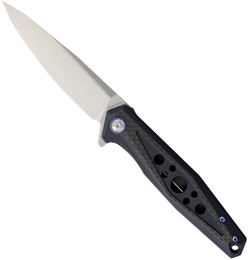 product image for Komoran Black G10 Carbon Fiber Linerlock Knife 3.75" Blade