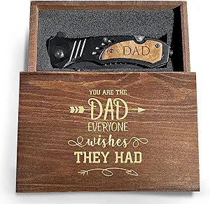 product image for Krezy Case Engraved Pocket Knife with Wood Handle for Dad - Ideal for Daily Use and Father's Day