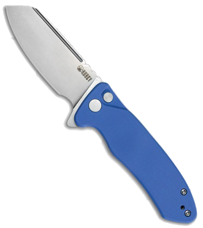 Kubey Creon Button Lock Knife Blue G 10 2 87 Bead Blast KU 336 C