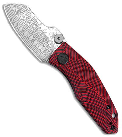 product image for Kubey Monsterdog Liner Lock Knife Black Red G 10 2 95 Damascus KU 337 G