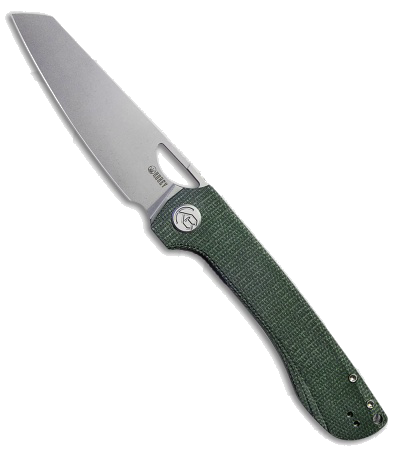 Kubey Elang Green Micarta Sheepsfoot Liner Lock Knife