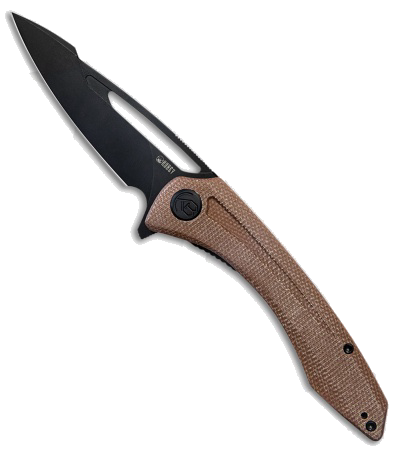 product image for Kubey Knives Merced Harpoon Liner Lock Knife Tan Micarta 3 5 Black SW