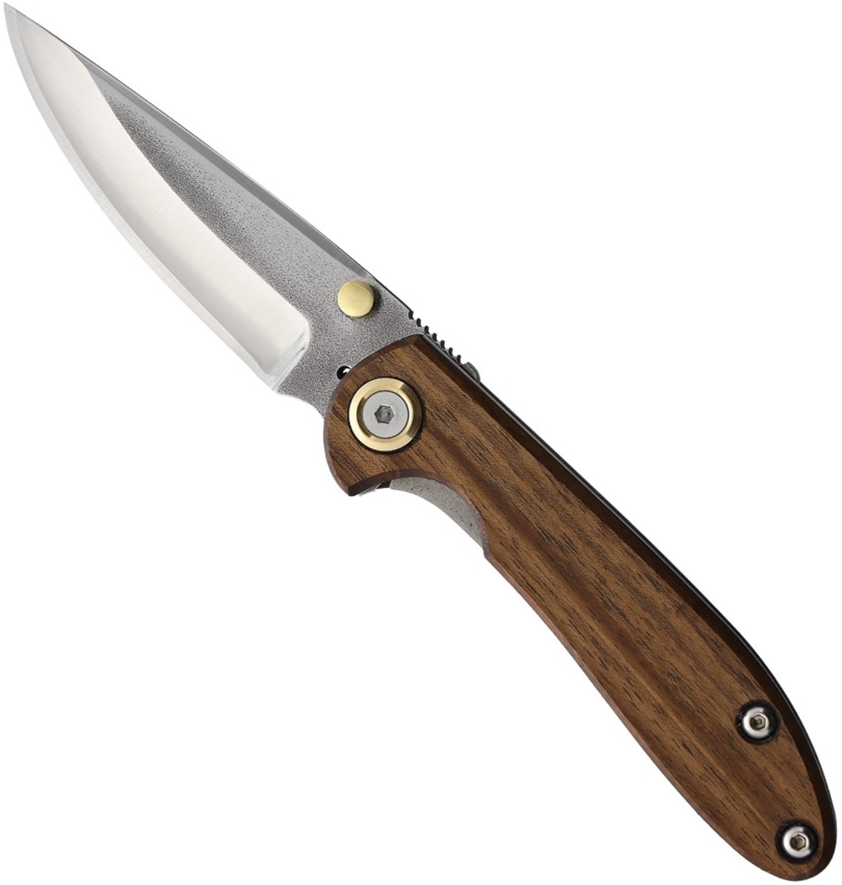 product image for Leader Knives Fuga F103 Linerlock 4116 Stainless Walnut Handle Pocket Knife