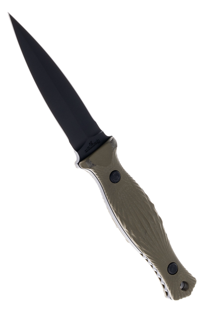 product image for Les George Galvo 3V Black Cerakote Blade Green G-10 Handle