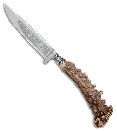 product image for Linder Stag Fixed Blade Knife with Genuine Stag Horn Handle