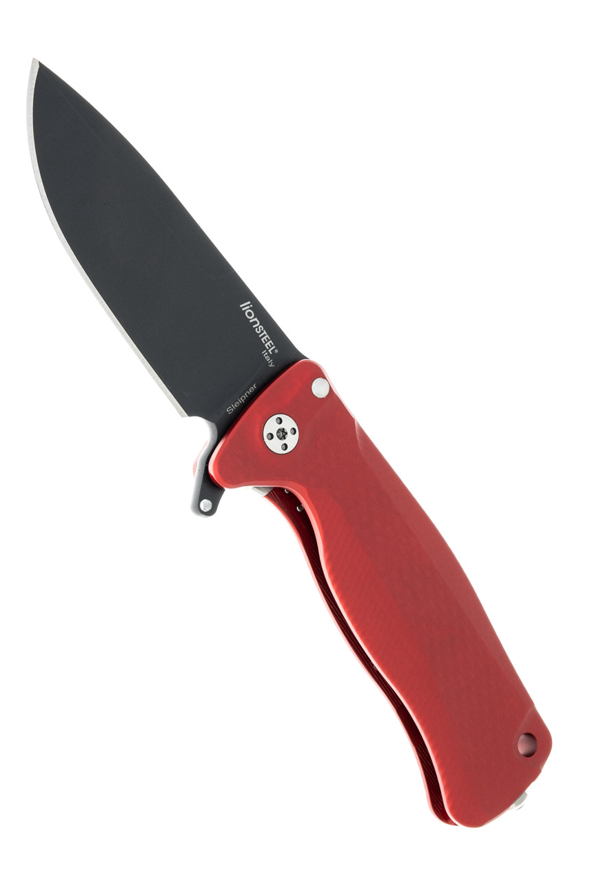 LionSteel SR-22 Aluminum Red with Black Blade