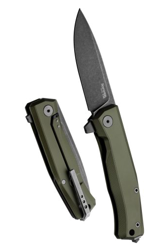 product image for Lion Steel Myto Black M390 Drop Point Blade Green Aluminum Handle