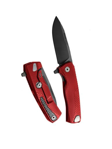 Lion Steel ROK Black M390 Blade Red Aluminum Handle