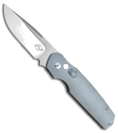 product image for Liong Mah Designs Automatic Button Lock Knife Blasted Aluminum M390 Satin Finish