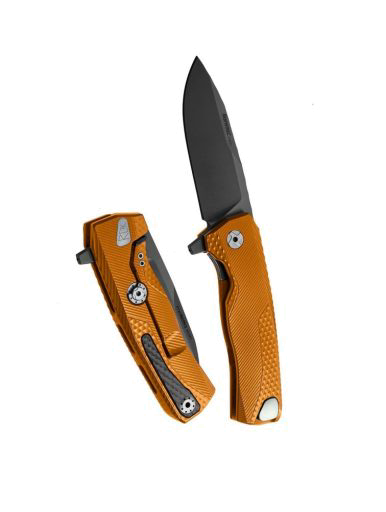 Lion Steel ROK Black M390 Blade Orange Handle Integral Frame Lock Knife