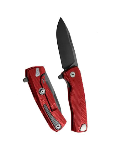 Lion Steel ROK Black M390 Blade Red Aluminum Handle Knife