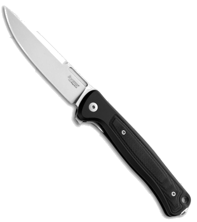 Lion Steel Knives Skinny Magna Cut Drop Point Frame Lock Knife Black Al 3 3 SW