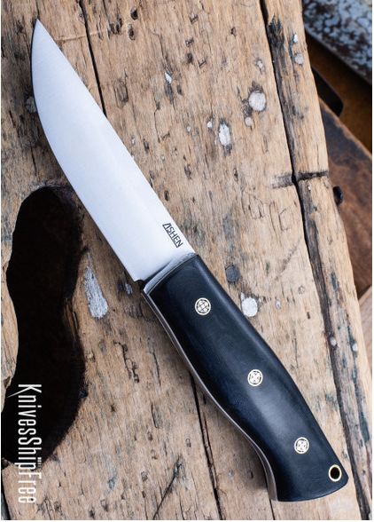 product image for Lishen Knives Woodsman Black Linen Micarta Mosaic Pins White Liners LK 08 DJ 029