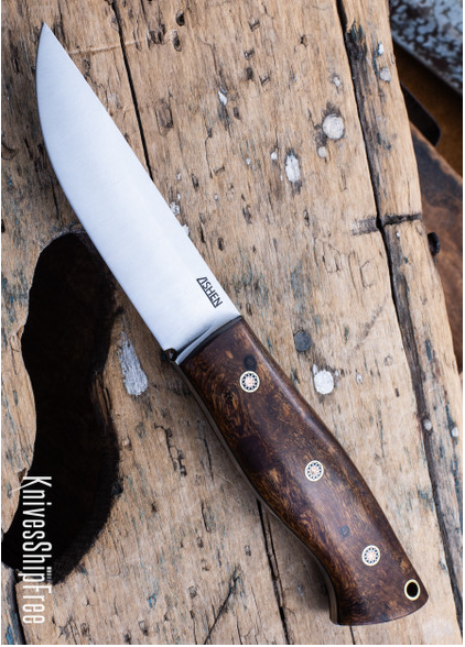 product image for Lishen Knives Woodsman Desert Ironwood Mosaic Pins Black Liners LK 08 DJ 038