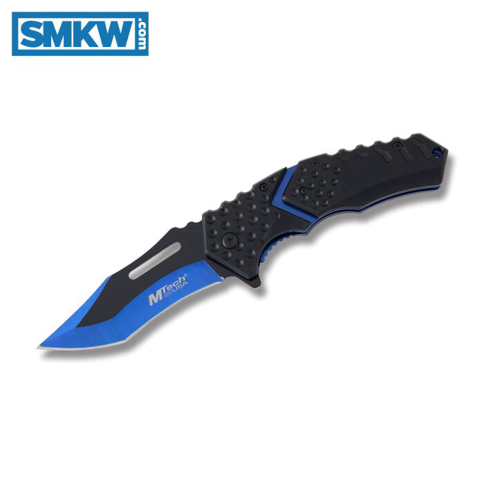 product image for MTech USA MT-A882BL Spring Assisted Folding Knife Black Blue