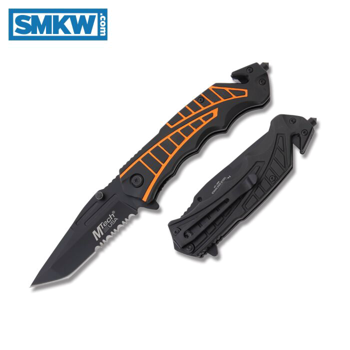 product image for MTech USA MT-A882OR Assisted Opening Black Blade Orange Handle Rescue Knife