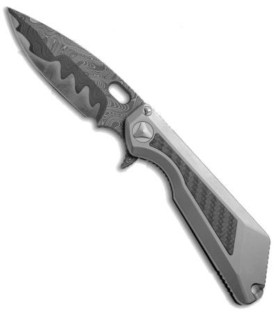 product image for Marfione Custom MSG-3.5 Titanium Abalone Inlay M390 Damascus Blade Knife