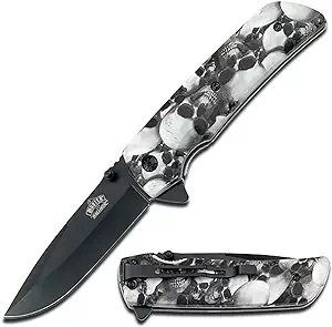 Master-USA MU-A-005 Spring Assented Folding Knife Gray Skull Camo Handle product image