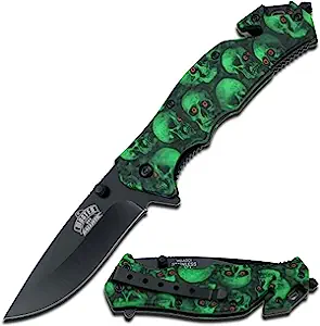 product image for Master USA MU-A001 Digital Blue Camouflage Spring Assist Folding Knife with Black Blade 4.5" Closed