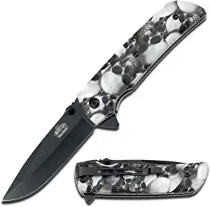 product image for Master USA MU-A005 Grey Skull Camo Coated Nylon Fiber Handle Spring Assisted Folding Knife