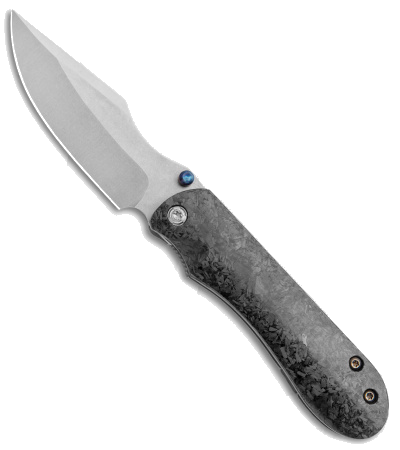 product image for Maverick Customs Shredded Carbon Fiber Frame Lock Knife Z-Wear Stonewash Blade