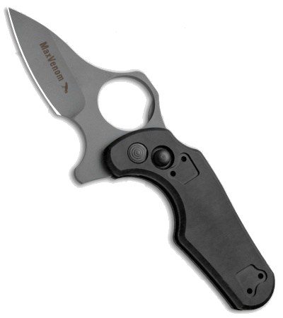 product image for Max Venom Dimachaerus Jr Black Aluminum Impact Folding Knife 3" Bead Blast Blade