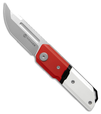 product image for Maxace Capsule II Liner Lock Knife G 10 Red White 2 7 Satin