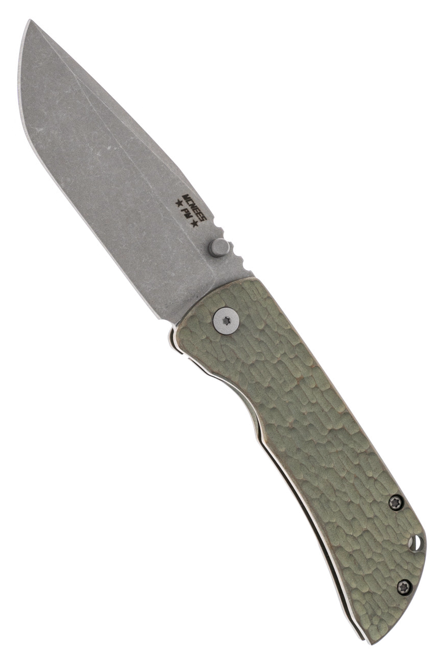 product image for McNees Custom Knives MAC 2 Jigged Green Bronze Atomic Anodized Titanium Stonewashed Magna Cut Blade
