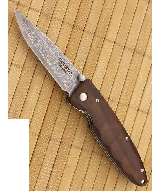 Mcusta Basic Folder Cocobolo Damascus With Clip