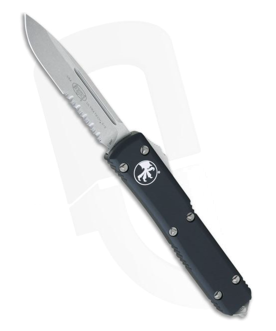 Microtech Ultratech CC Stonewashed CTS 204 P Serrated Drop Point OTF Automatic Knife 121-11