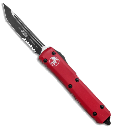 Microtech Ultratech Tanto Black Serrated OTF Automatic Knife Red Handle product image
