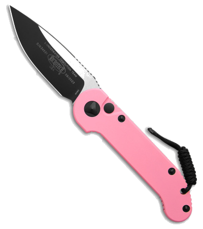 Microtech LUDT Automatic Knife Pink Aluminum 3 4 Black Two Tone