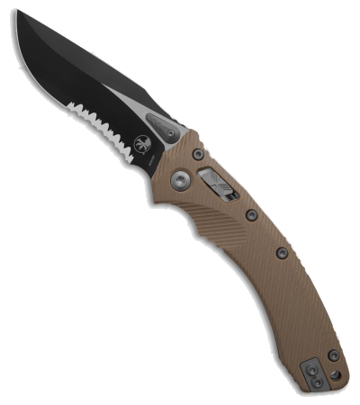 Microtech Amphibian S E Ram Lok Knife Fluted Tan G 10 3 9 Black Serr