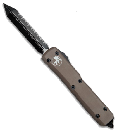 Microtech Ultratech Spartan OTF Automatic Knife Tan Handle Black Blade product image