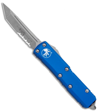 Microtech UTX-85 Blue Handle Apocalyptic Tanto Blade OTF Automatic Knife