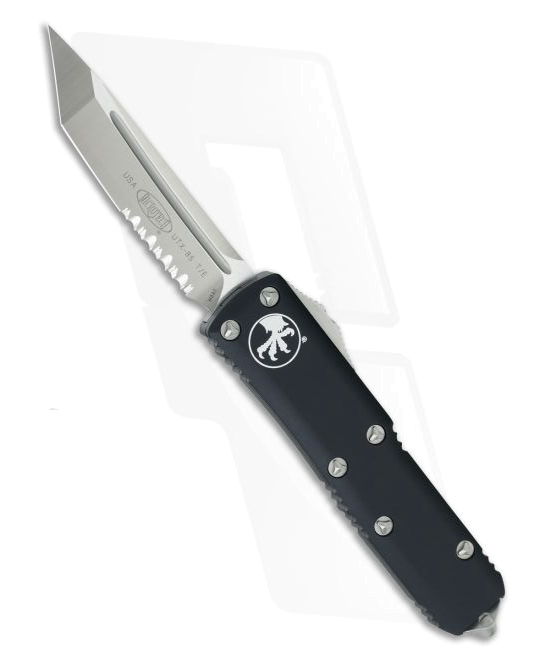 Microtech UTX 85 Tanto Satin M390 Part Serrated OTF Automatic Knife 233-5