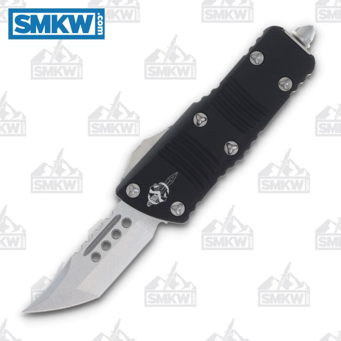 product image for Microtech Mini Troodon Hellhound Black Out-the-Front Automatic Knife 238-10 BL STWSH