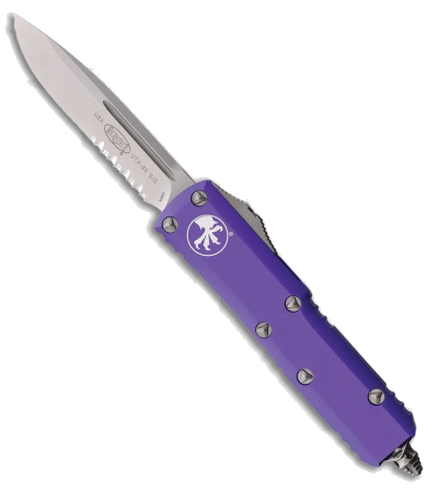 product image for Microtech UTX 85 S E OTF Automatic Knife Purple Aluminum 3 1 SW Serr