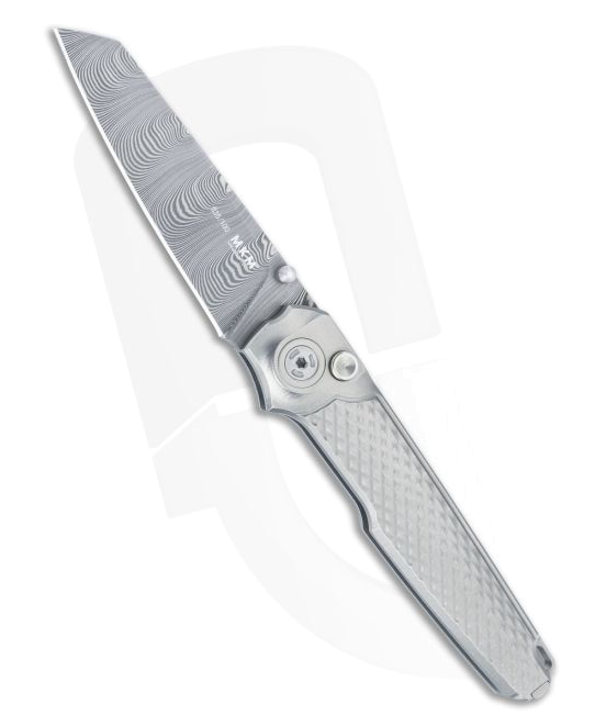 product image for Mikita MKM Miura Limited Edition Gray Titanium Handle Twist Damasteel Blade Knife