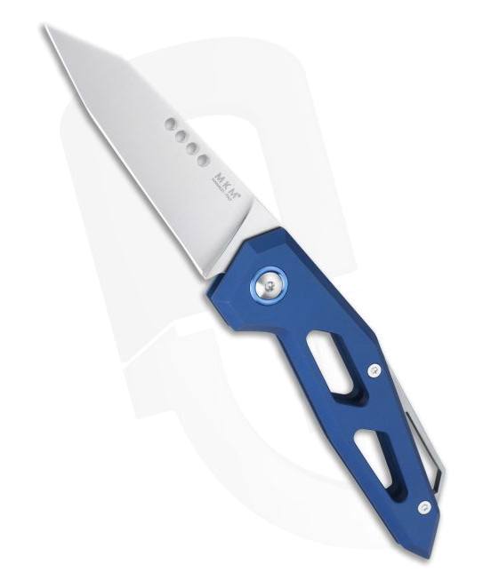 product image for Mikita Edge Reverse Tanto Satin M390 Blue Aluminum Slip Joint Folder EG ABL