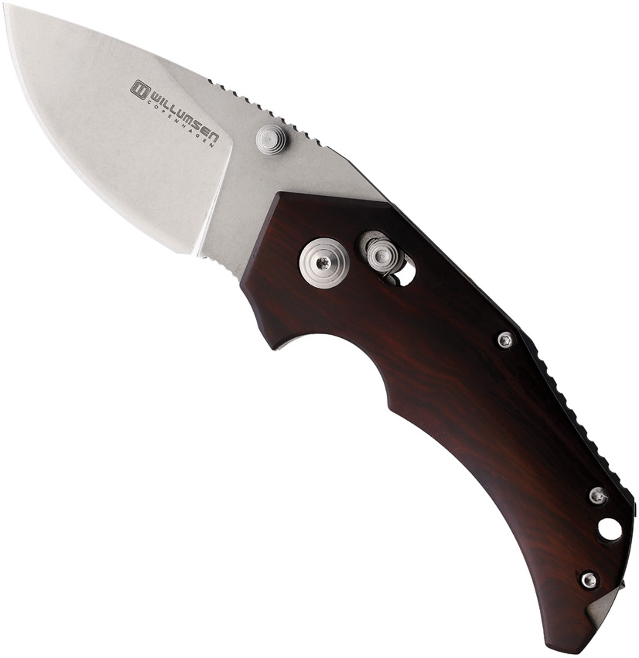 product image for Mikkel Willumsen Red E Axis Folding Knife Rosewood Handle
