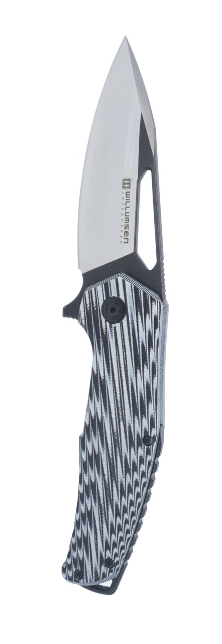 product image for Mikkel Willumsen Chibs Light Gray Black G-10 Handle 14C28N Plain Edge Folding Knife CH21TGR