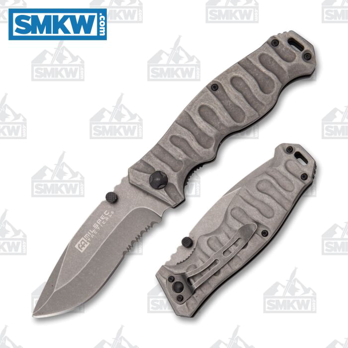 product image for Milspec Black Stonewash Tactical Folding Knife